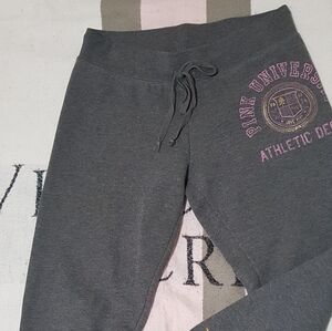 PINK Victoria's Secret Dark Gray Athletic Joggers with Pink Logo